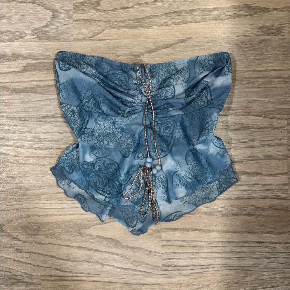 Y2K Style Blue Floral Tube Top Woman’s Size S CottageCore